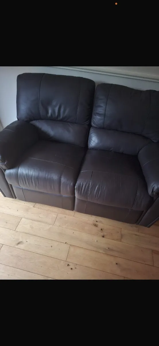 3 seater and two seater brown leather couch - Image 3