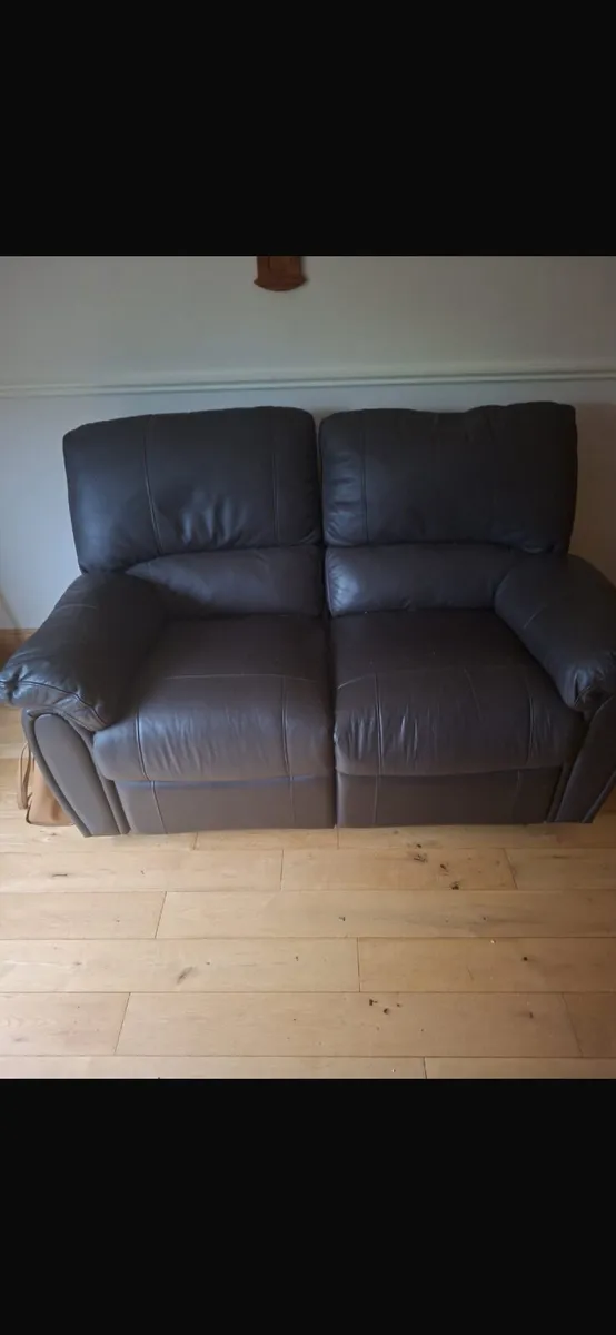 3 seater and two seater brown leather couch - Image 4