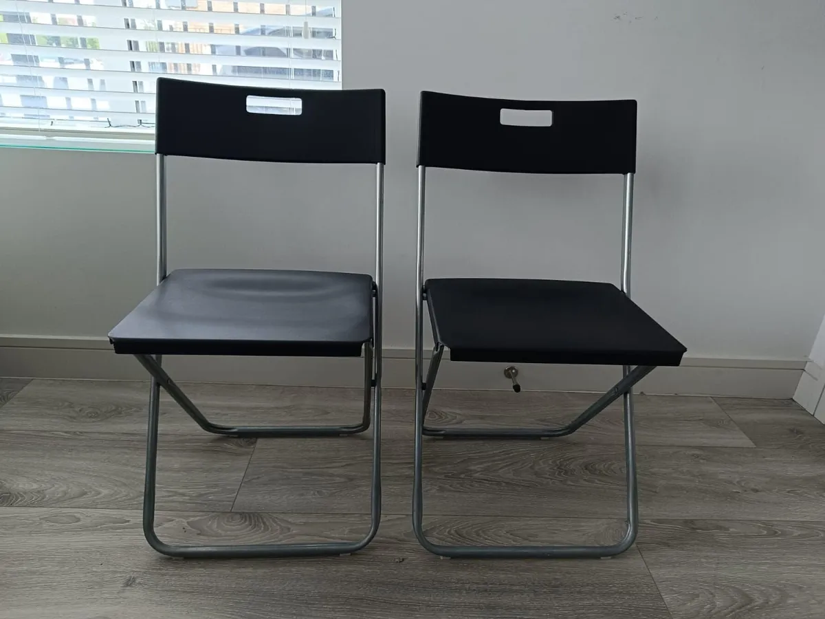 Black Folding Chairs (Set of 2) - Image 1