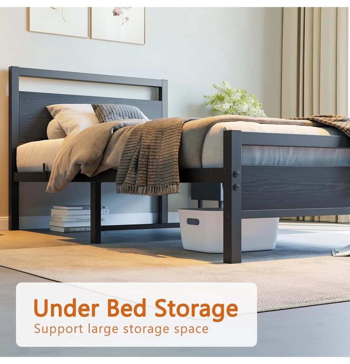 3ft Single Bed Frames Solid Bedstead Base with Woo - Image 3
