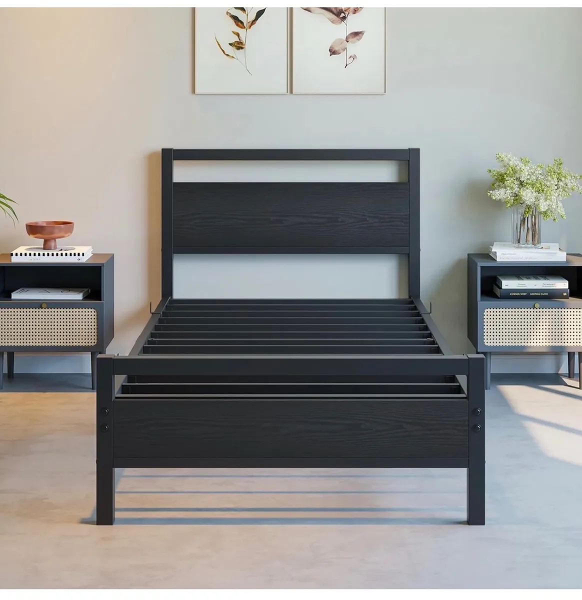 3ft Single Bed Frames Solid Bedstead Base with Woo - Image 2
