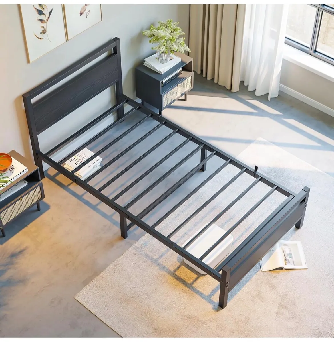3ft Single Bed Frames Solid Bedstead Base with Woo - Image 4