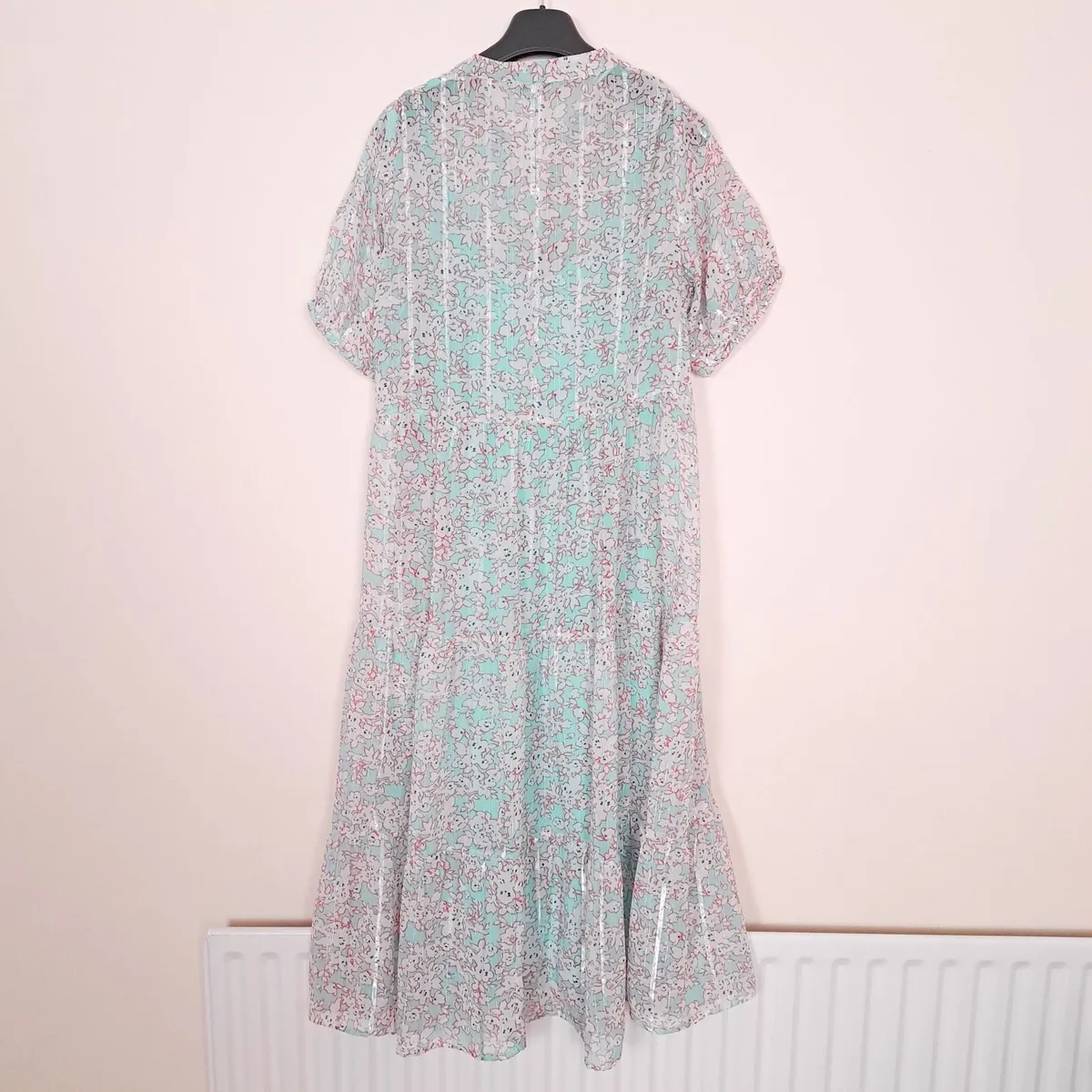 JD Williams Blue Floral Sparkly Midi Dress 14UK - Image 3
