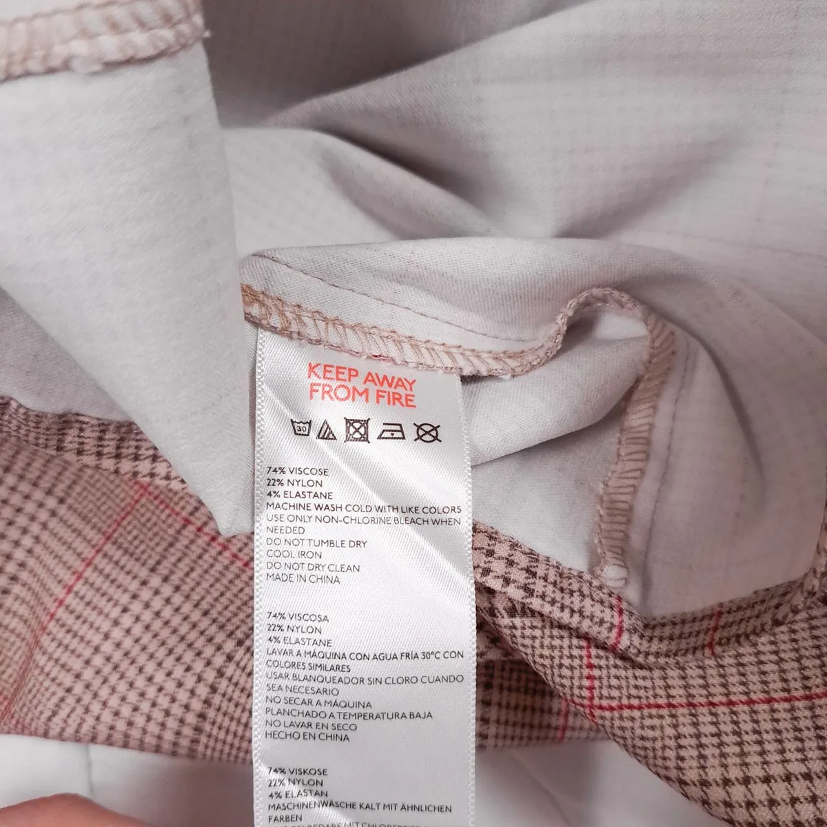 Urban Outfitters Beige Plaid Lace Mini Dress M - Image 4