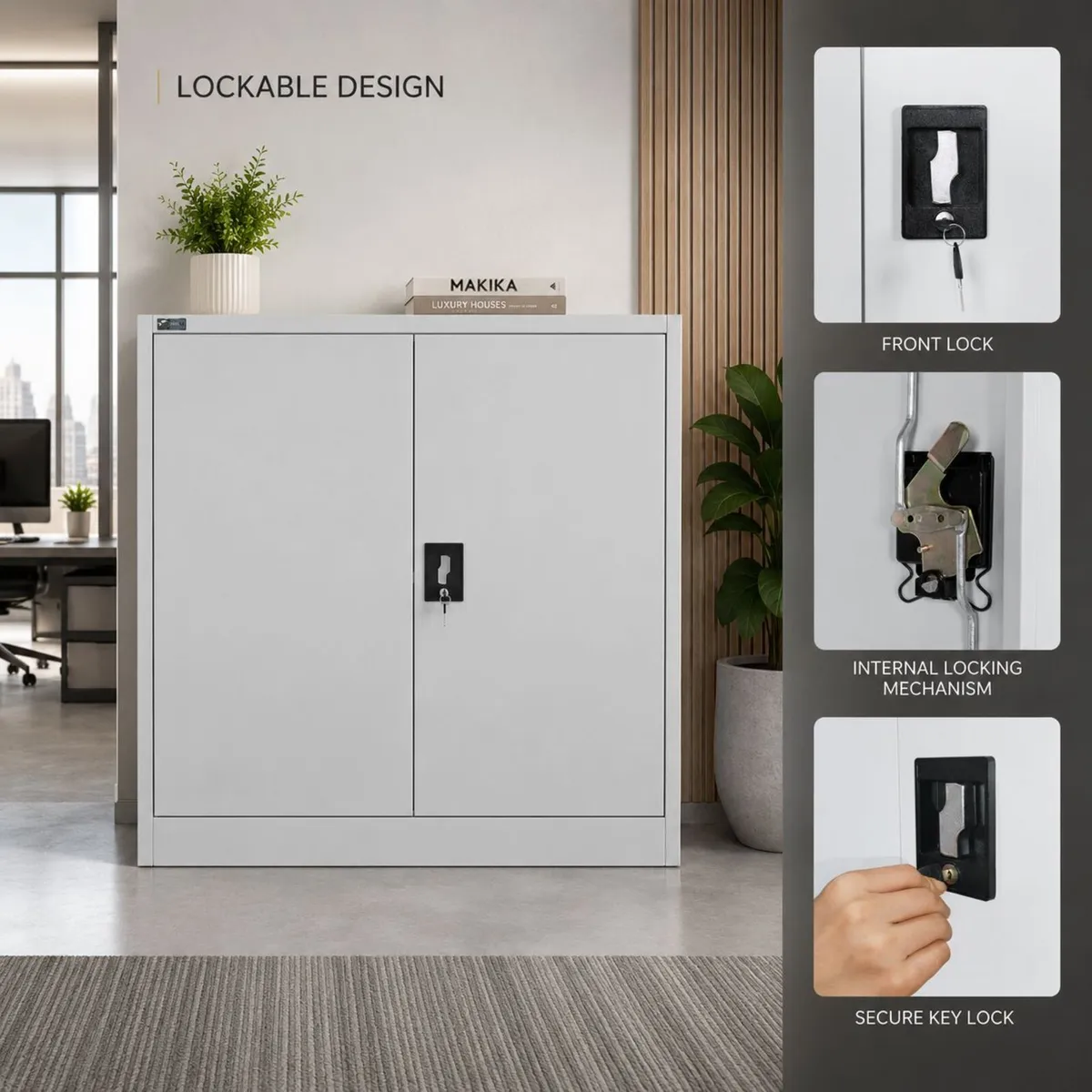 Lockable Steel Filing Cabinet 90 x 90cm - Image 2
