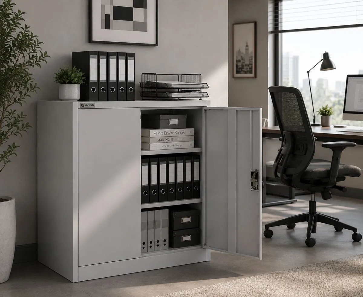 Lockable Steel Filing Cabinet 90 x 90cm - Image 1