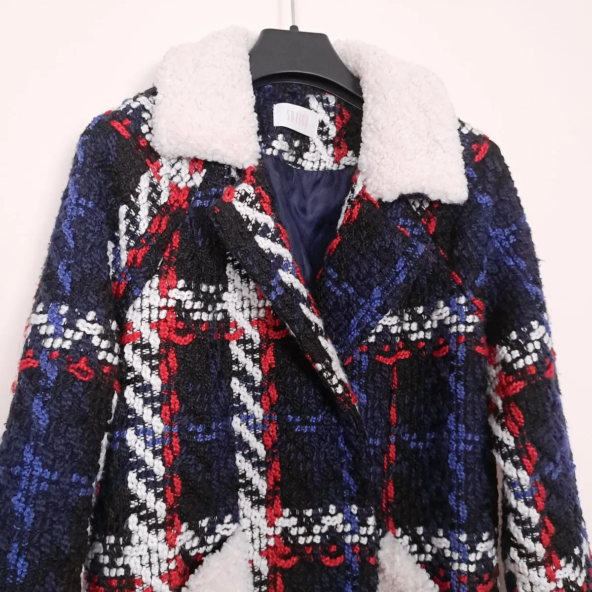 Savida Navy Blue Red Plaid Coat 8UK/36EU - Image 4