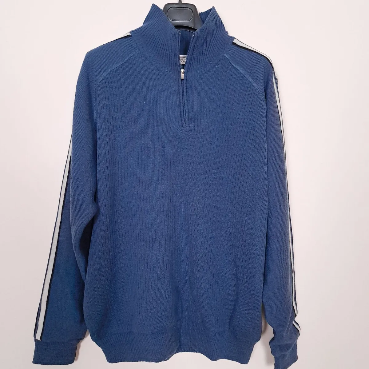Crane Sports Blue Ribbed Pullover Golf Sweater L - Image 2