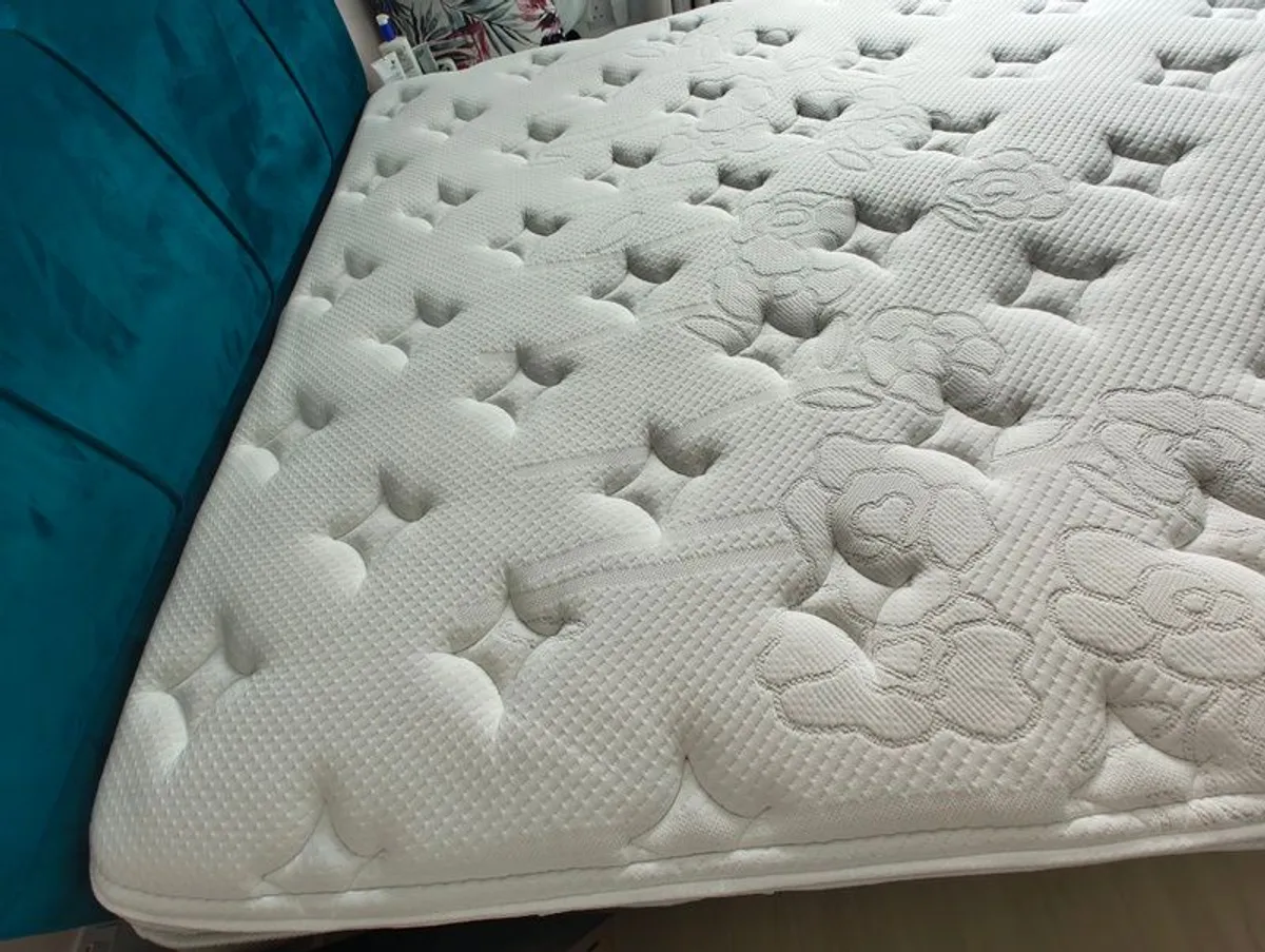 Complete King Size Bed Set: King Coil Mattress, Respa Half-Ottoman Base & Matching Headboard (With Receipt) - Image 3