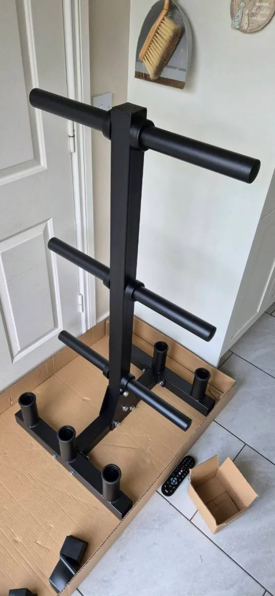 Brand new olympic plates and bar storage rack - Image 2