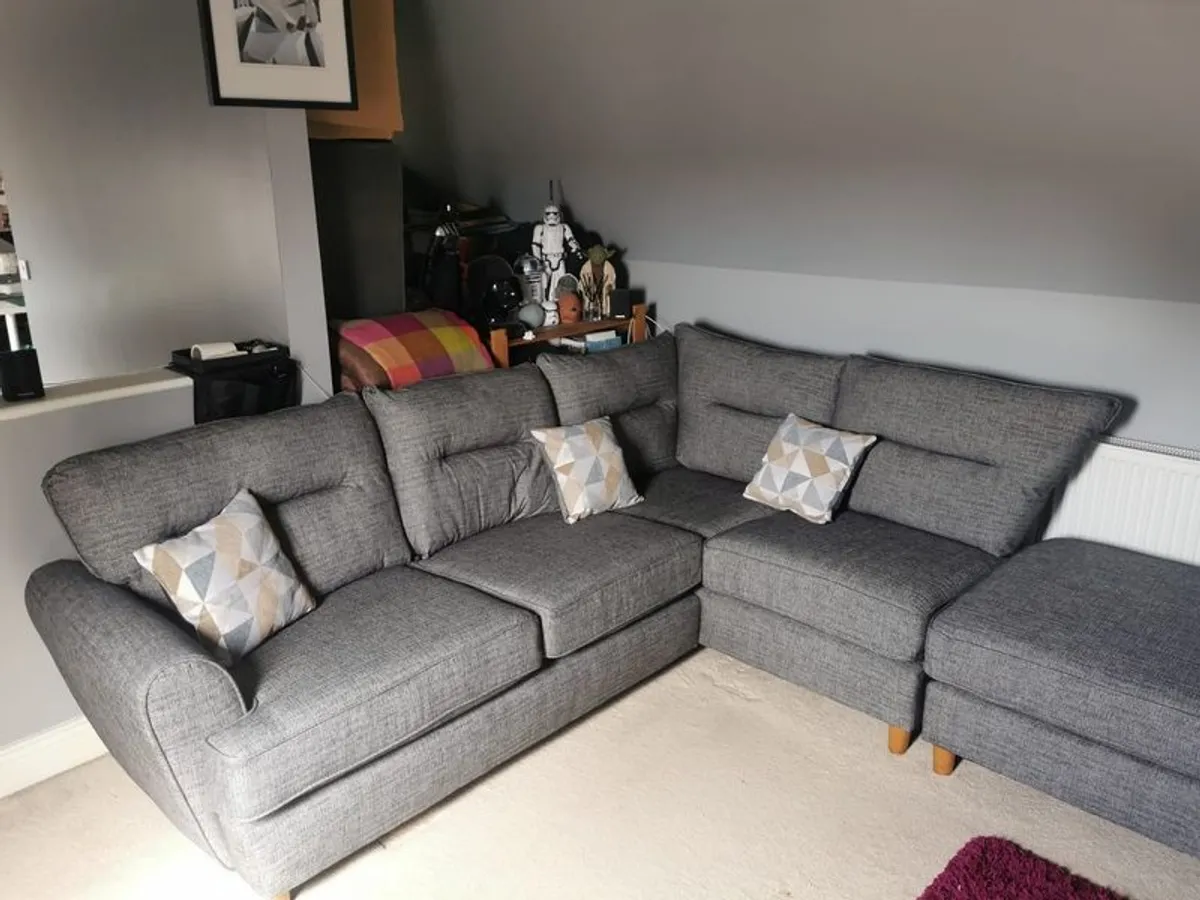 Corner Sofa with Matching Moveable Footstool from EZ Living Naas, Excellent Condition