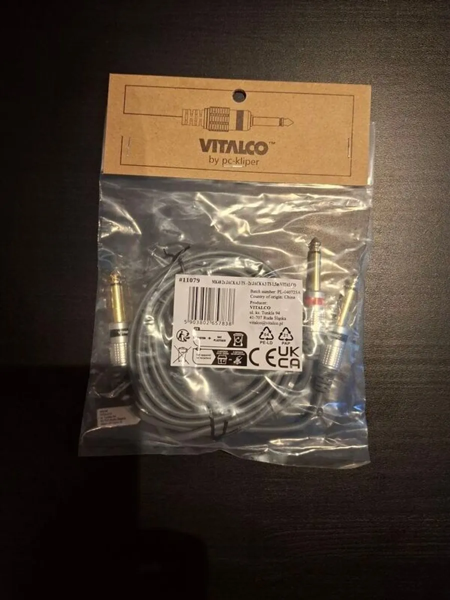 Brand: VITALCO 2 x 6.3 mm Jack to 2 x 6.3 Mono Jack Cable 3 m Double Jack TS Male Stereo Audio Cable - Image 2