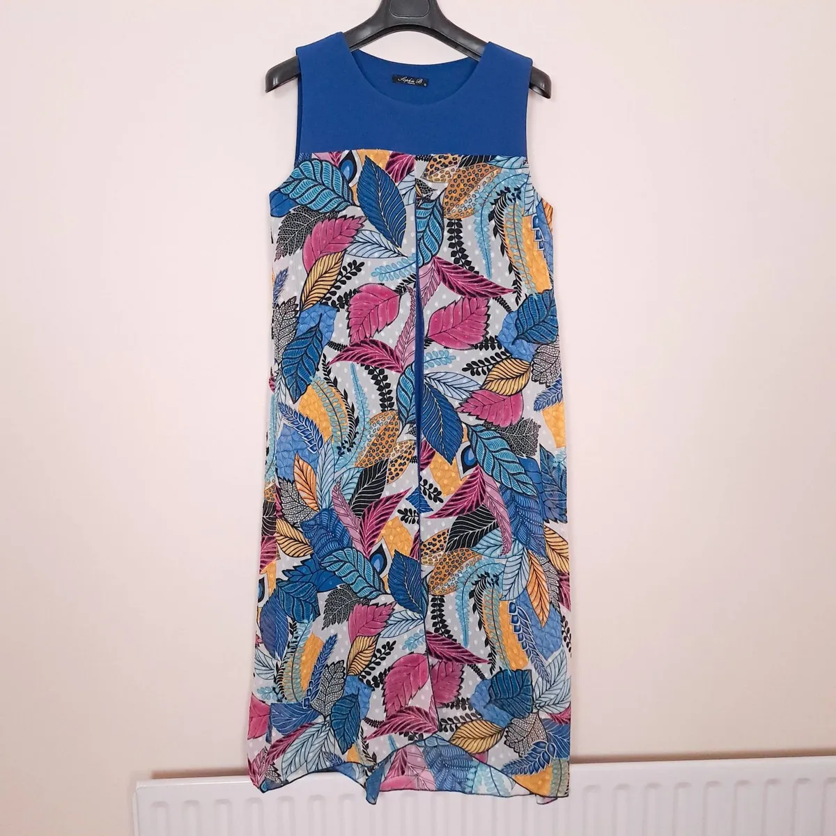 Sophie B Blue Multicolor Leaf Tunic Dress 12UK - Image 1