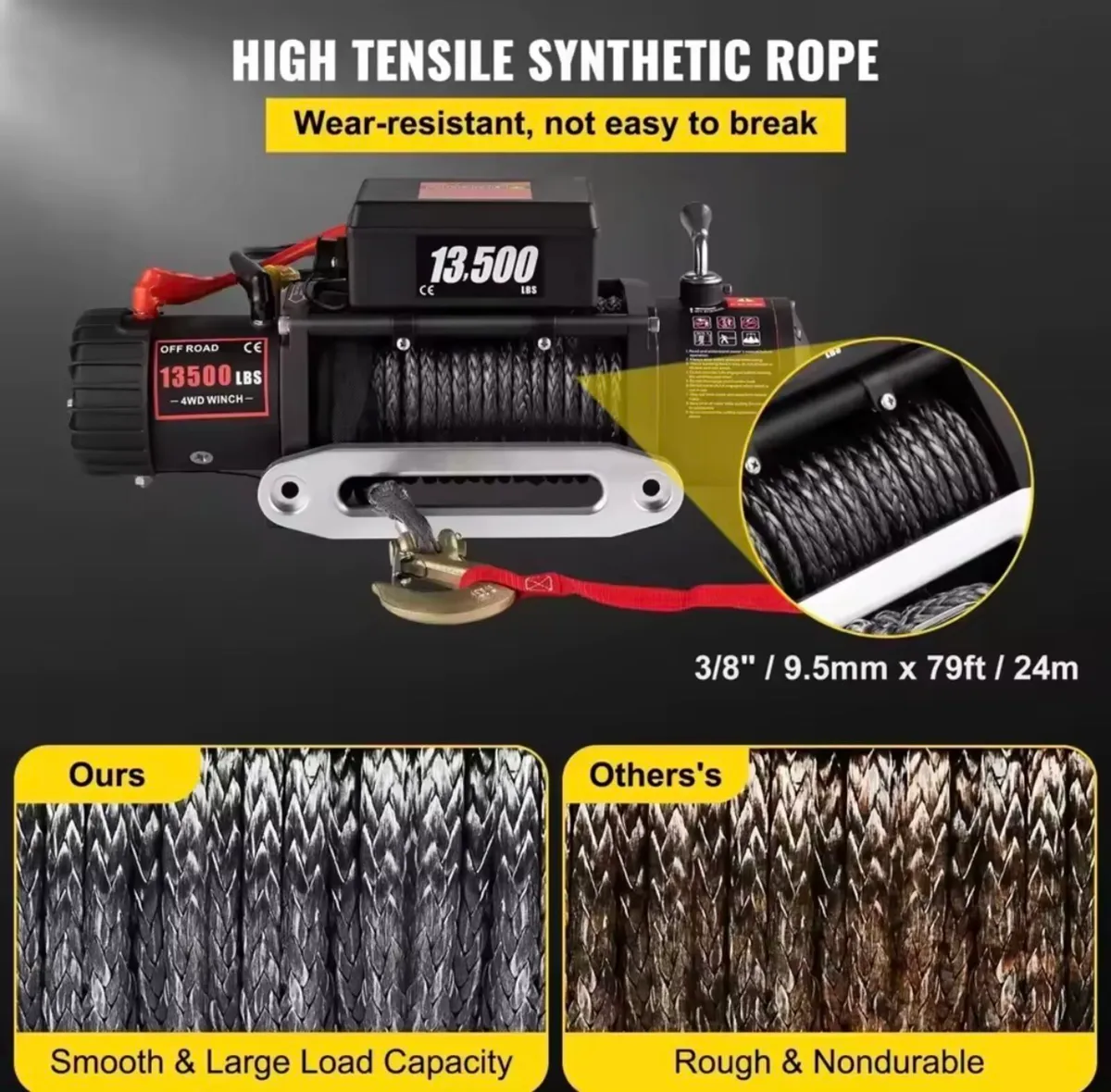 New 6 tone 12V Electric Winch Synthetic - Image 4