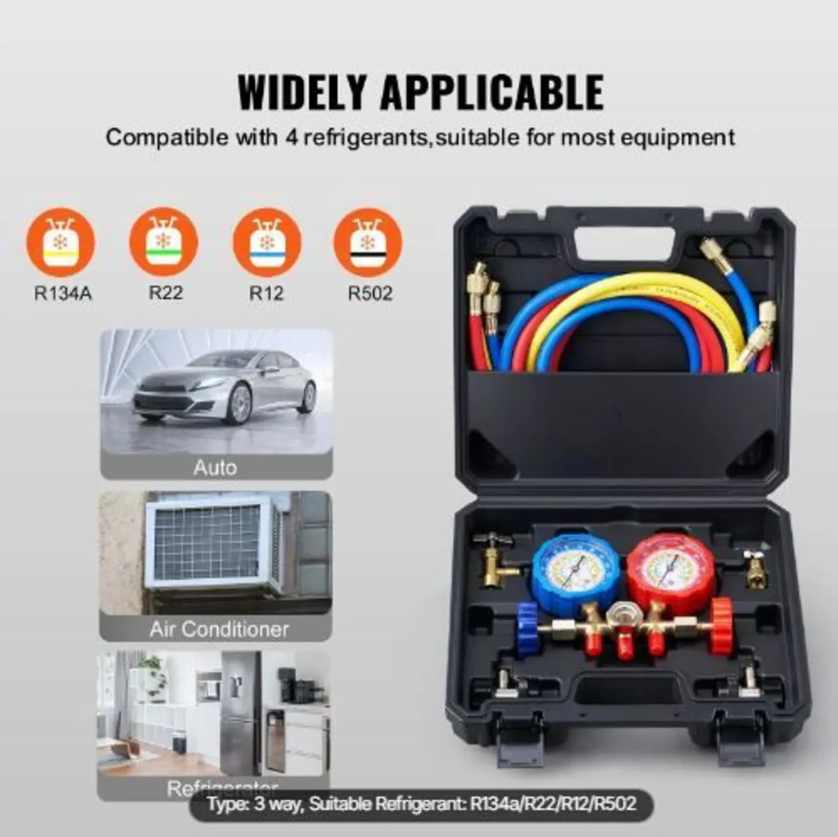3-Way AC Diagnostic Manifold Gauge Set - Image 2