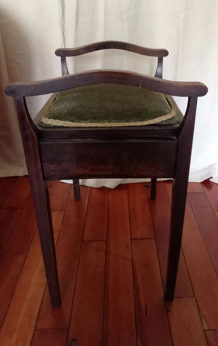 Antique Edwardian piano stool with storage - Image 2