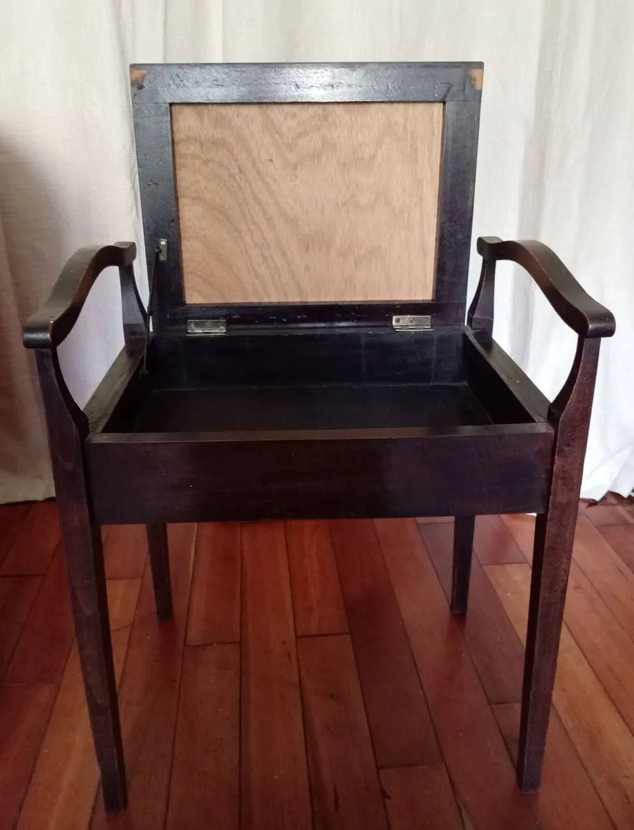 Antique Edwardian piano stool with storage - Image 3