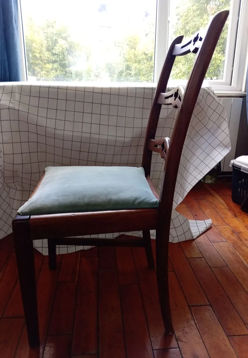 2 vintage Georgian style ribbon back dining chairs - Image 2