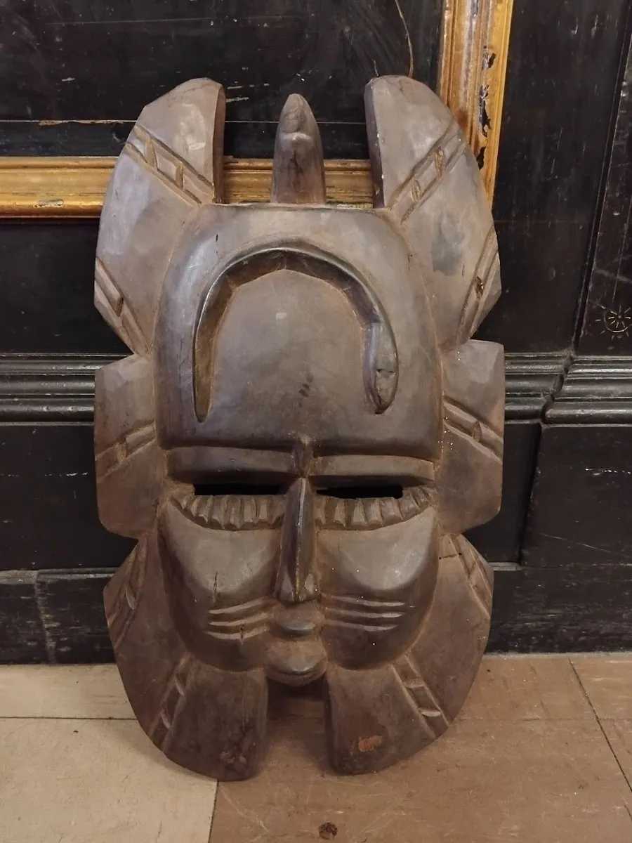 Vintage African Hand Carved Tribal Mask - Image 2
