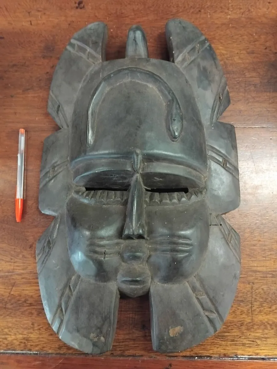 Vintage African Hand Carved Tribal Mask - Image 1