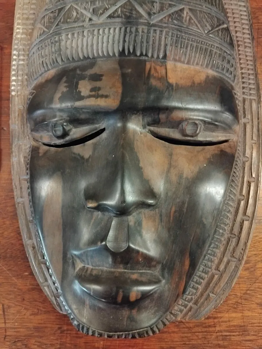 Vintage African Hand Carved Tribal Mask - Image 4
