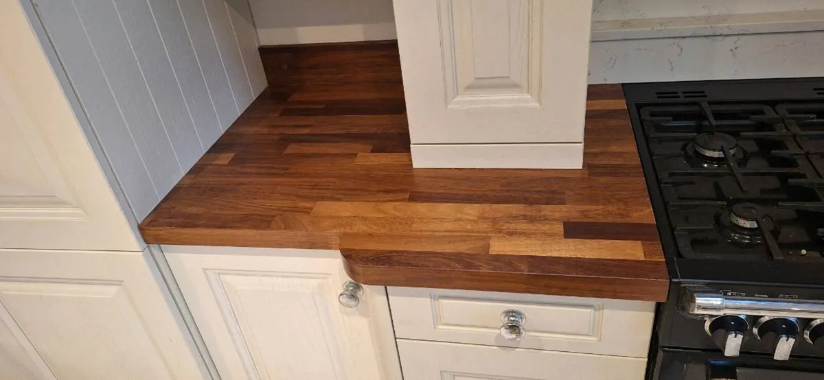 Iroko 40mm solid hardward timber worktops - Image 1