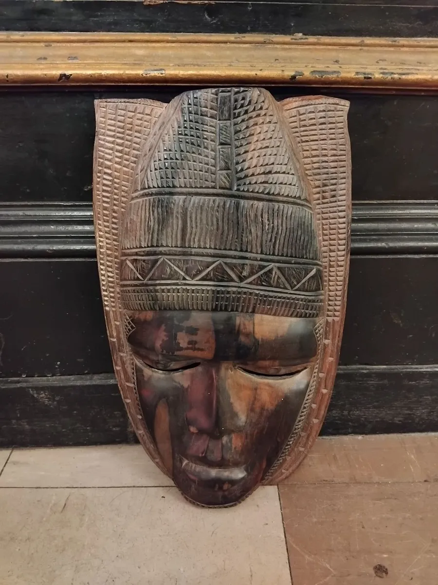 Vintage African Hand Carved Tribal Mask - Image 1