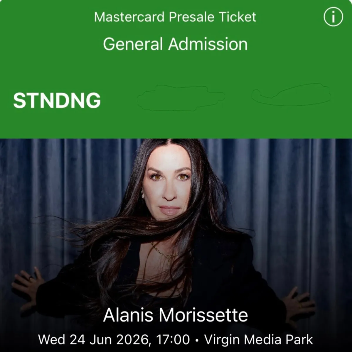 2 Alanis Morissette Tickets, Standing