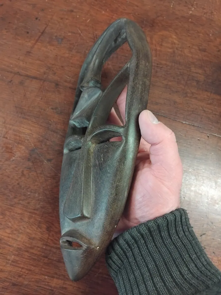 Vintage African Hand Carved Tribal Mask - Image 2
