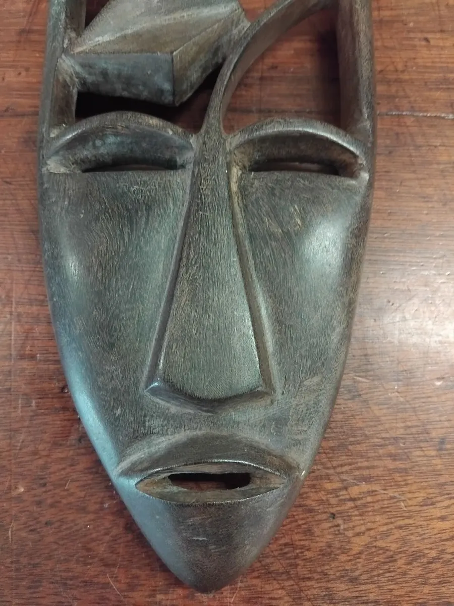 Vintage African Hand Carved Tribal Mask - Image 3