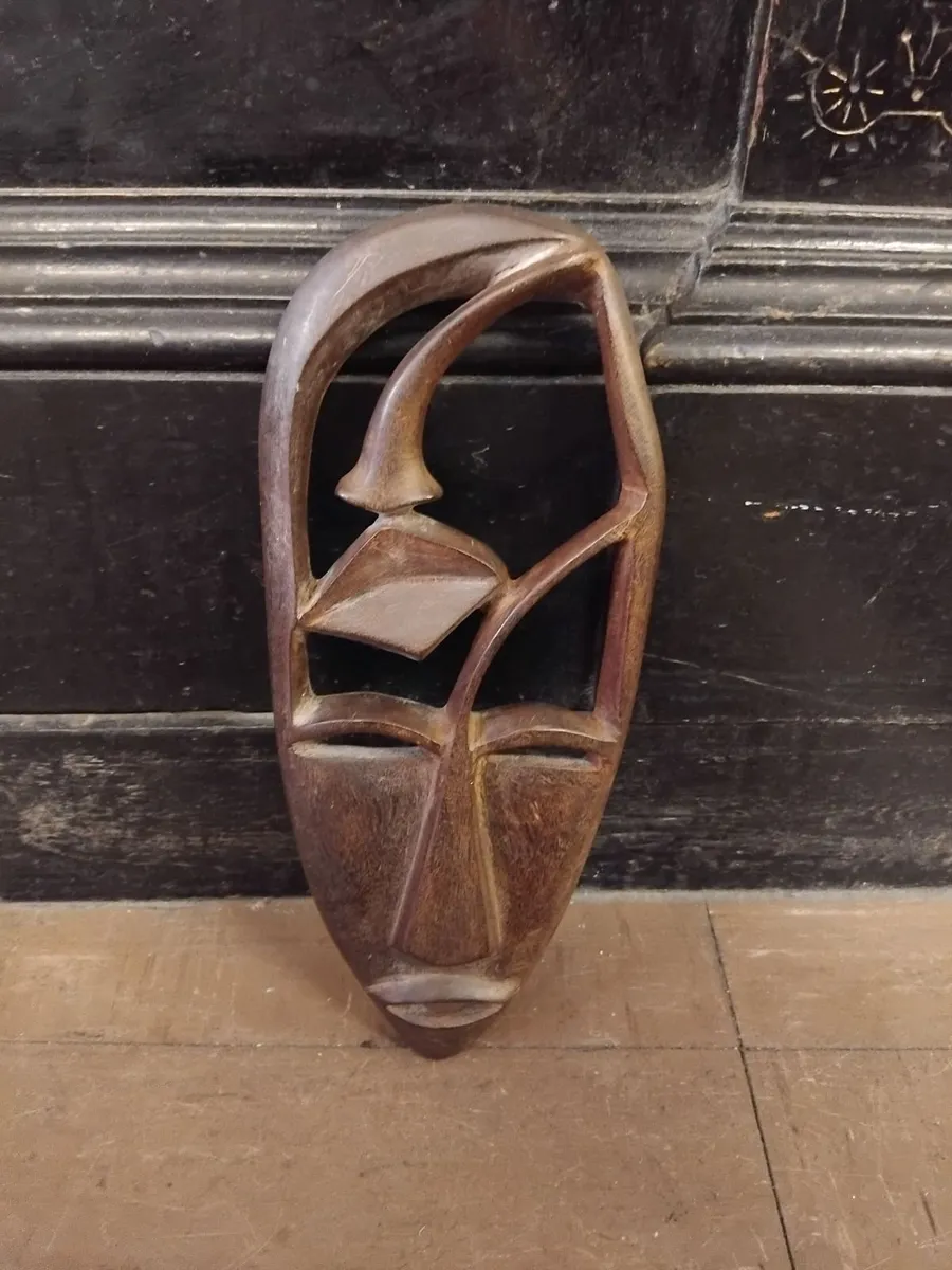 Vintage African Hand Carved Tribal Mask - Image 1
