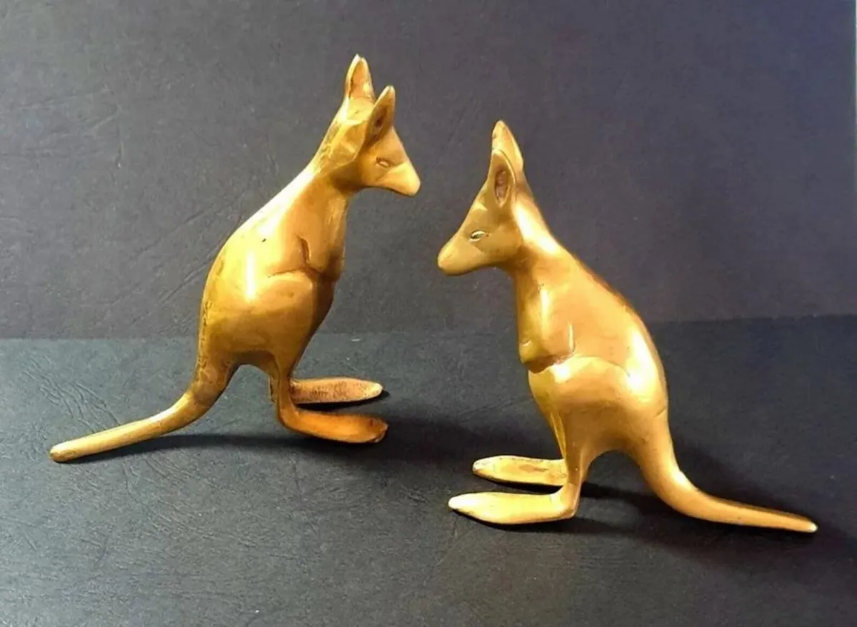 Pair Of Vintage Brass Kangaroo's - Image 1