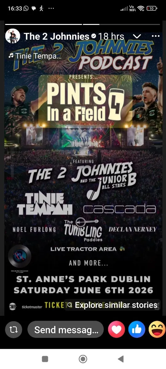 2 TWO JOHNNIES TICKETS PINTS IN A FIELD