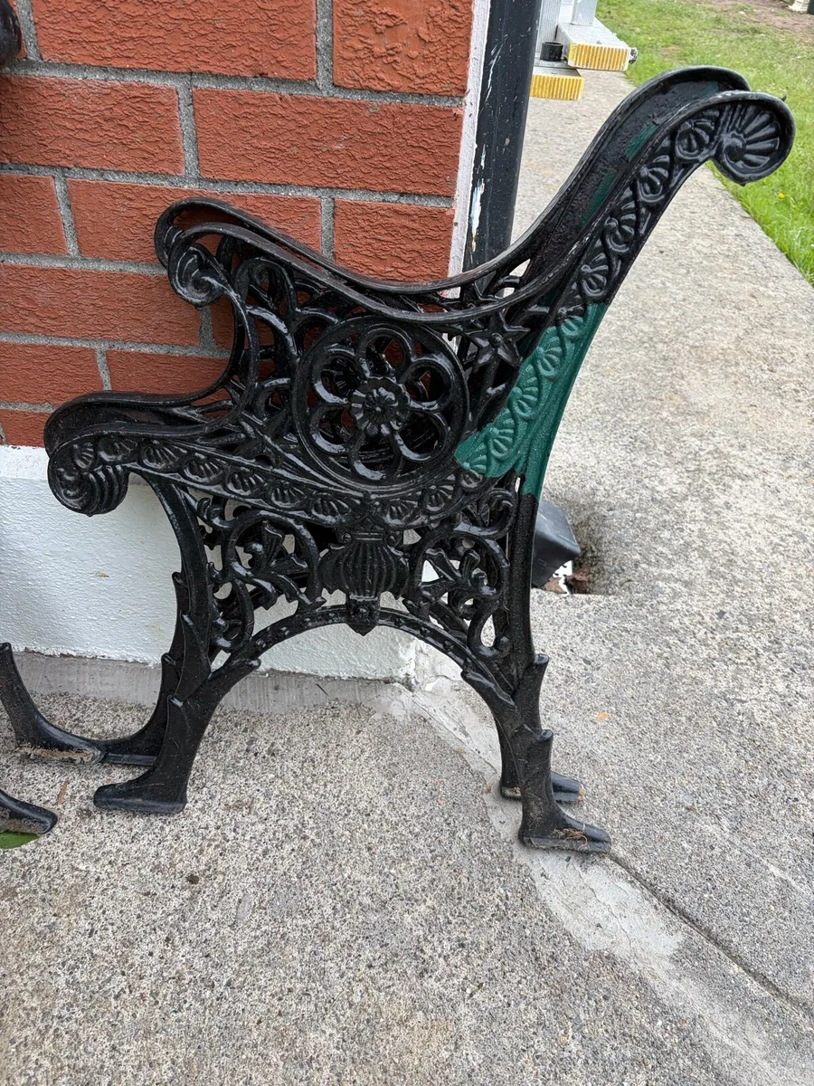 3 x matching heavy cast iron bench ends - Image 2