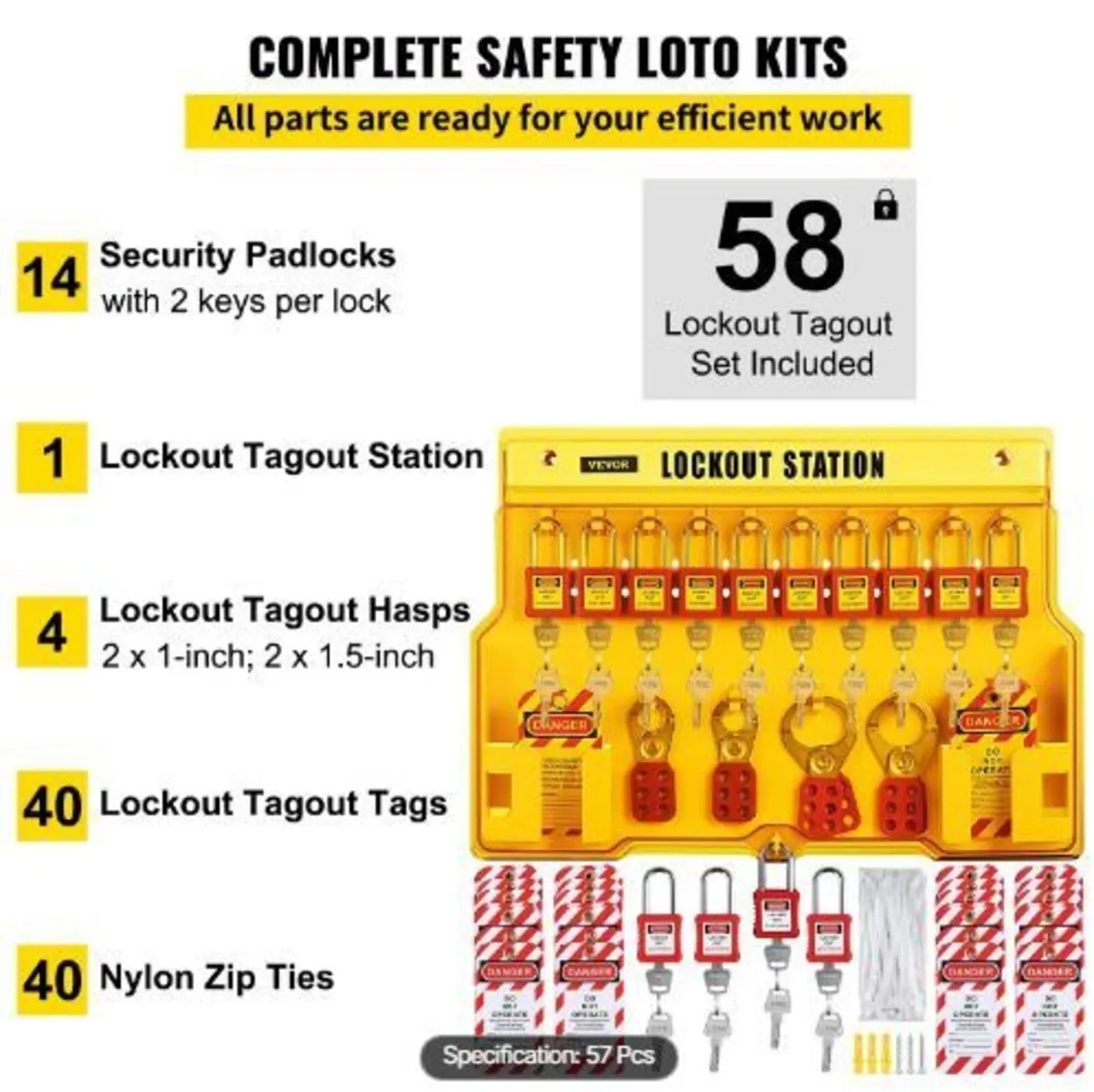 58 PCS Lockout Tagout Kits, Electrical Safety - Image 2