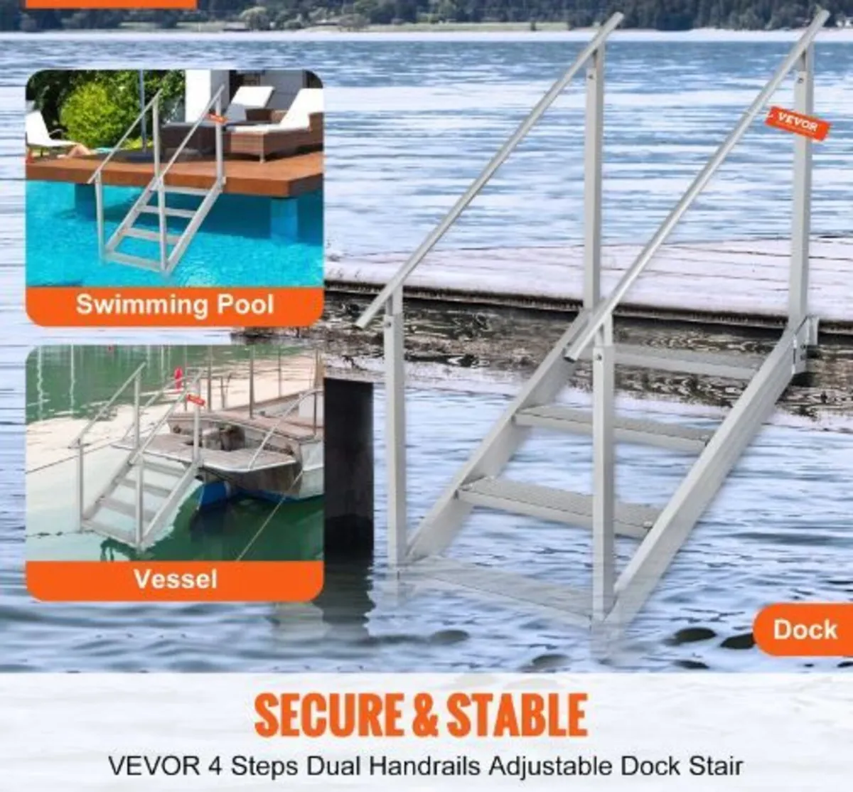 Dock Ladder 4 Step, Dock Stairs 30''-38'' - Image 2