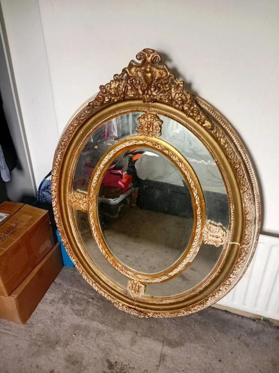 1890s victorian plate mirror 4.5ft x 4ft gilt gold - Image 2