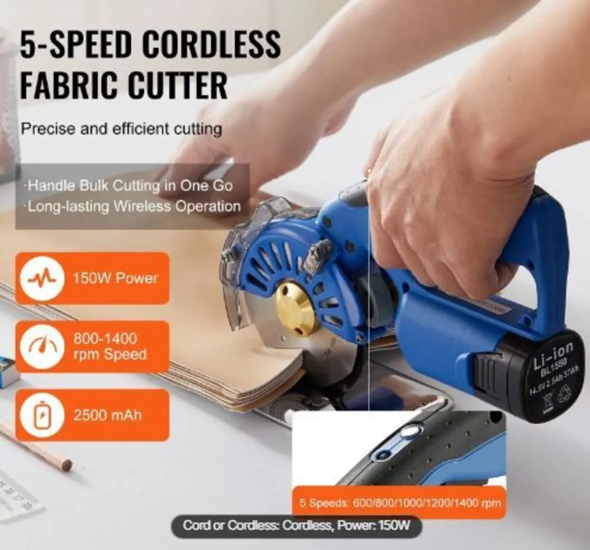 Fabric Cutter, 5-Speed Cordless Electric - Image 2