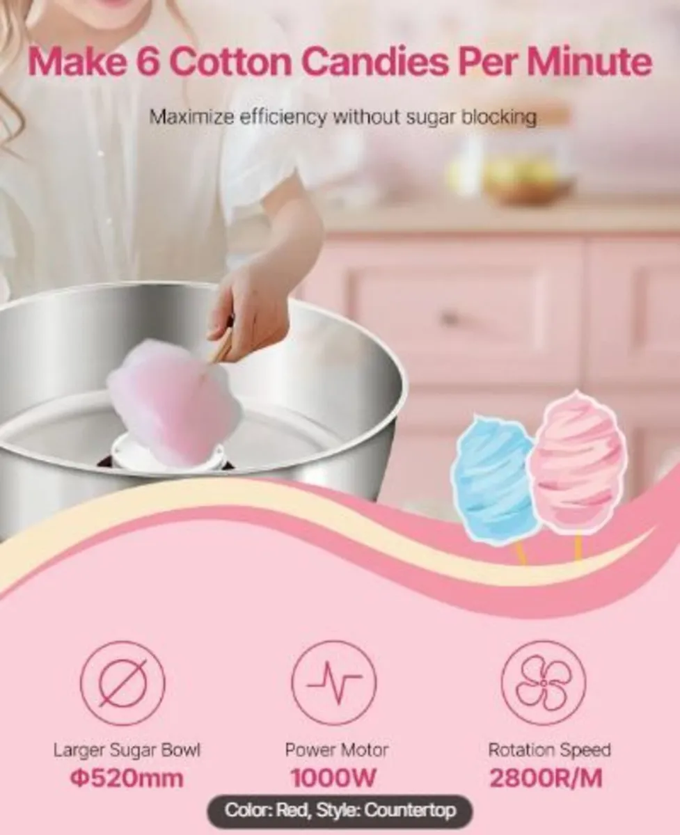 Electric Cotton Candy Machine, 1000W - Image 2