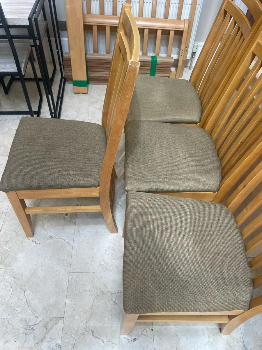 4 x Solid Padded Wooden Kitchen Dining Chairs - Image 2