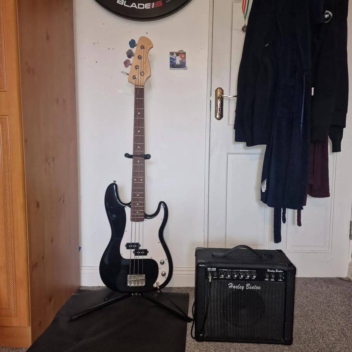 Harley Benton Electric Bass Guitar and Amp - Image 1