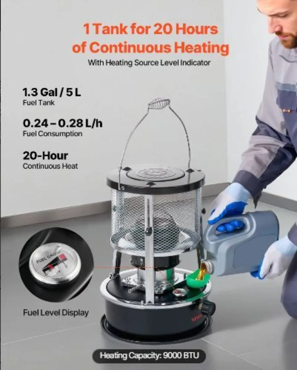 9000 BTU Portable Kerosene Heater & Stove - Image 2