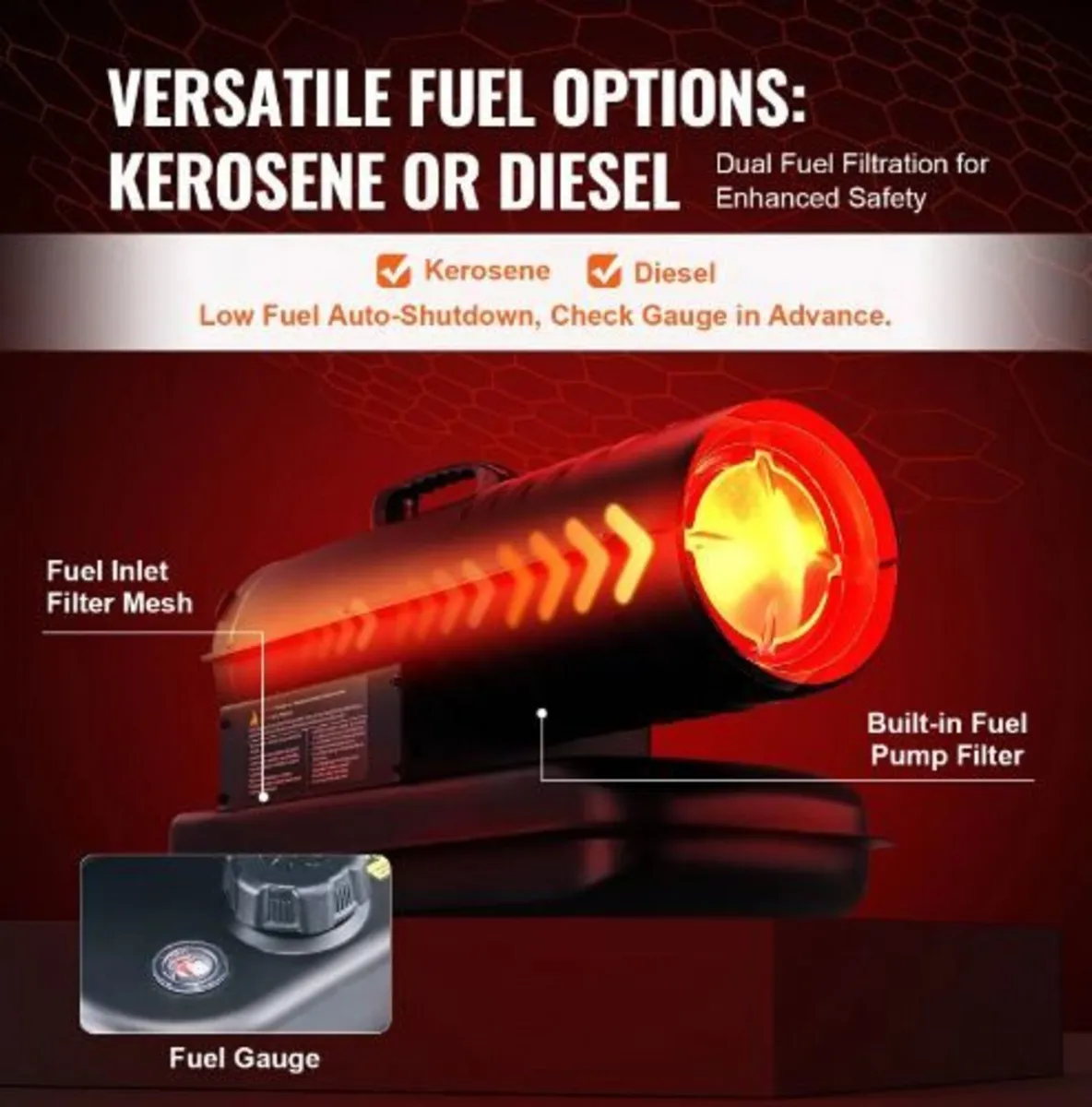 Kerosene/Diesel Forced Air Heater, 70000Btu - Image 2
