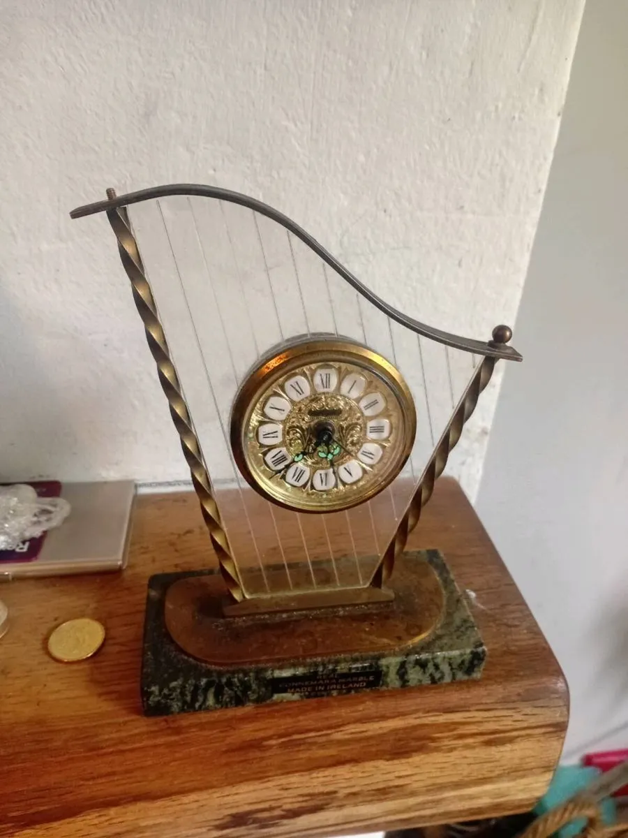 vintage brass clock blessing brass/irish marble - Image 2