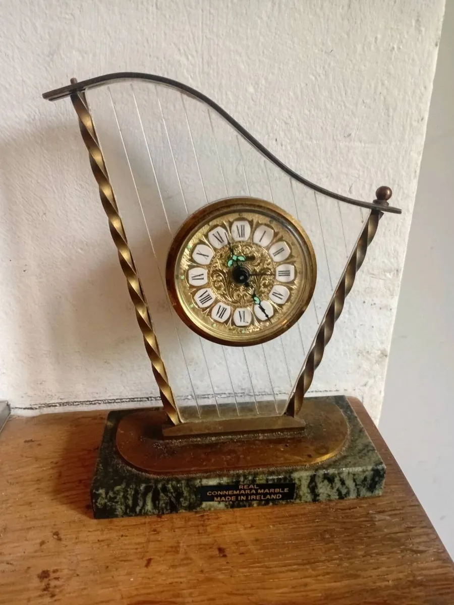 vintage brass clock blessing brass/irish marble - Image 1
