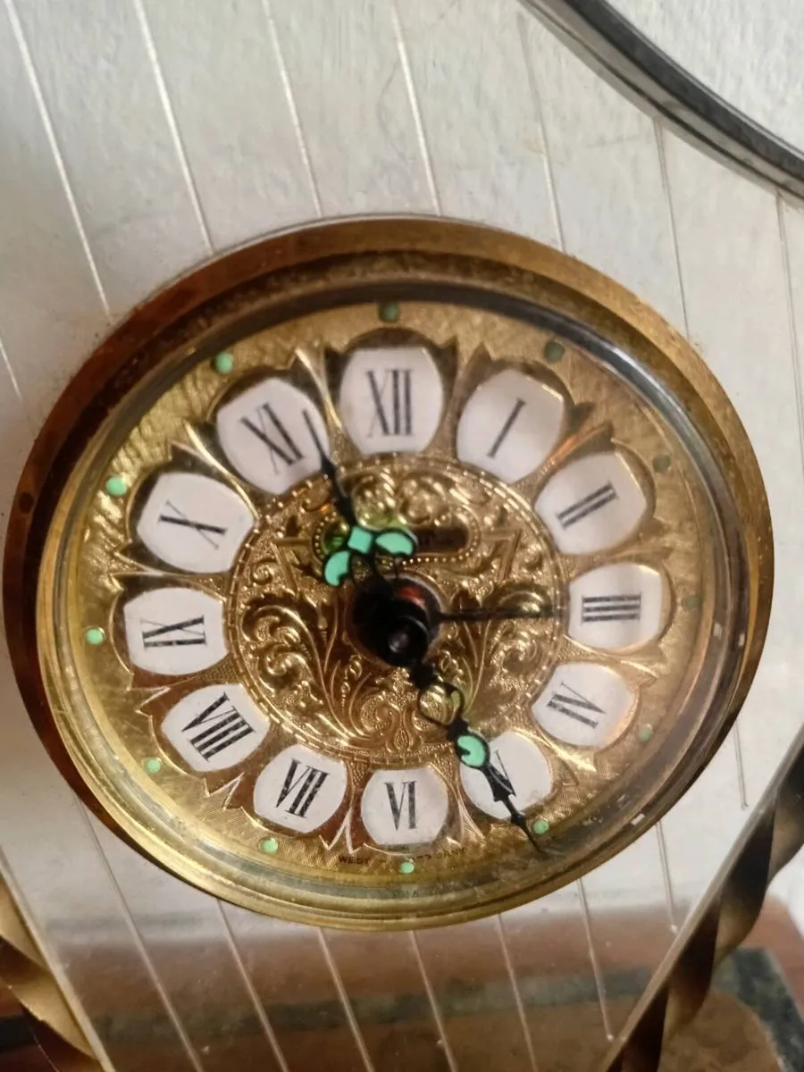 vintage brass clock blessing brass/irish marble - Image 4
