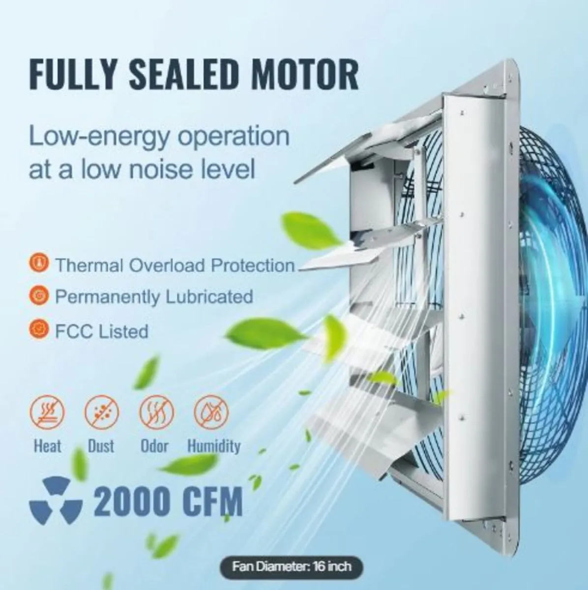 Shutter Exhaust Fan, 406 mm High-speed - Image 3