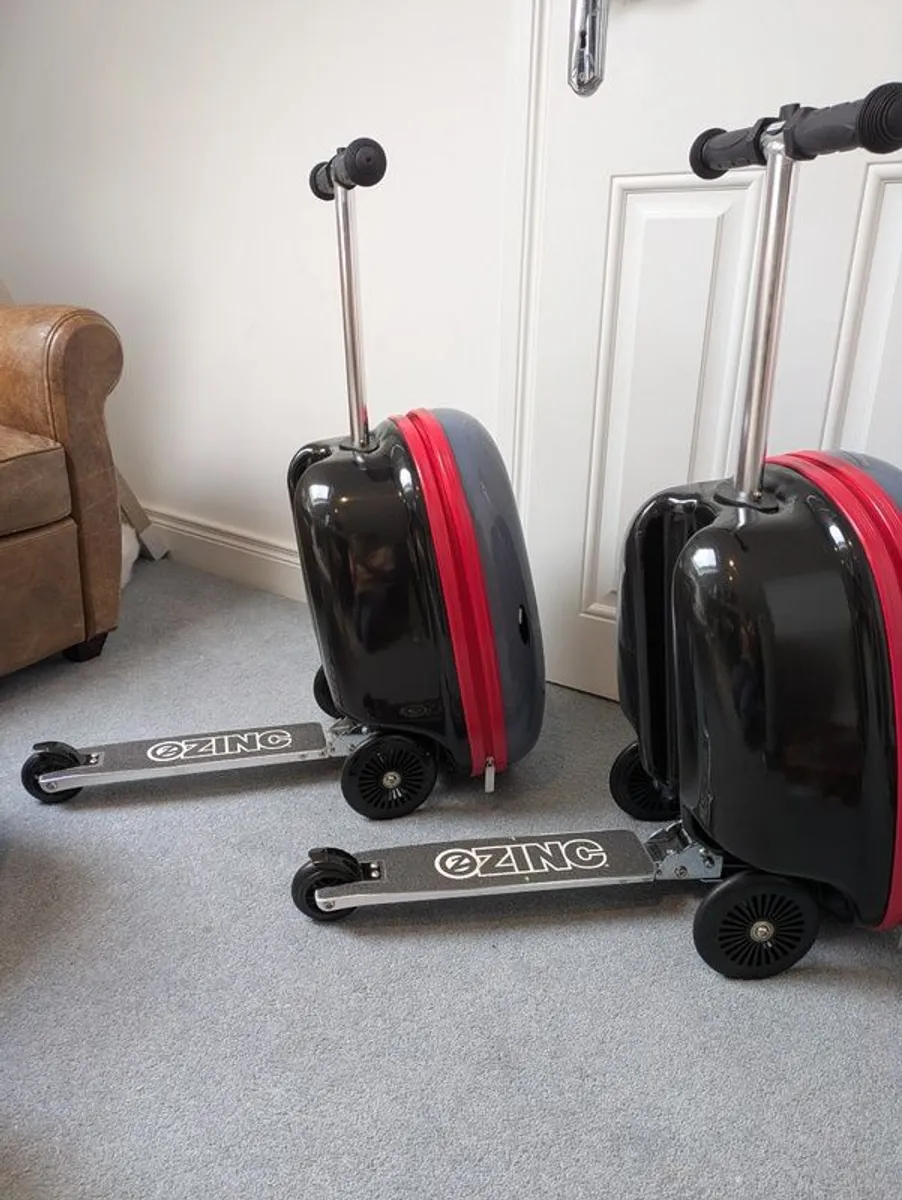 Pair of Zinc Flyte Scooter Suitcases, Shark Design - Image 1