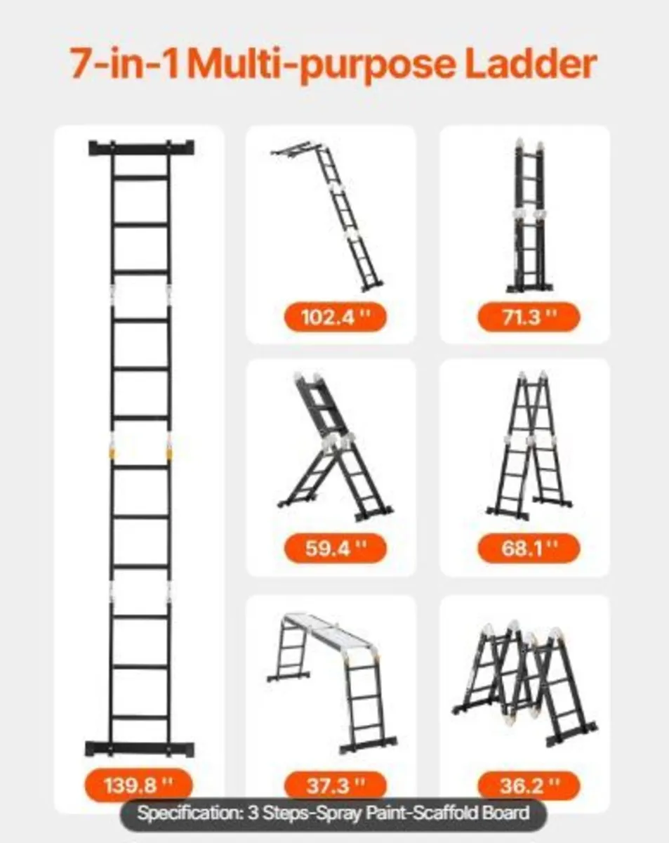 Multi-Purpose Folding Ladder, 7-in-1 Tall Extensio - Image 2