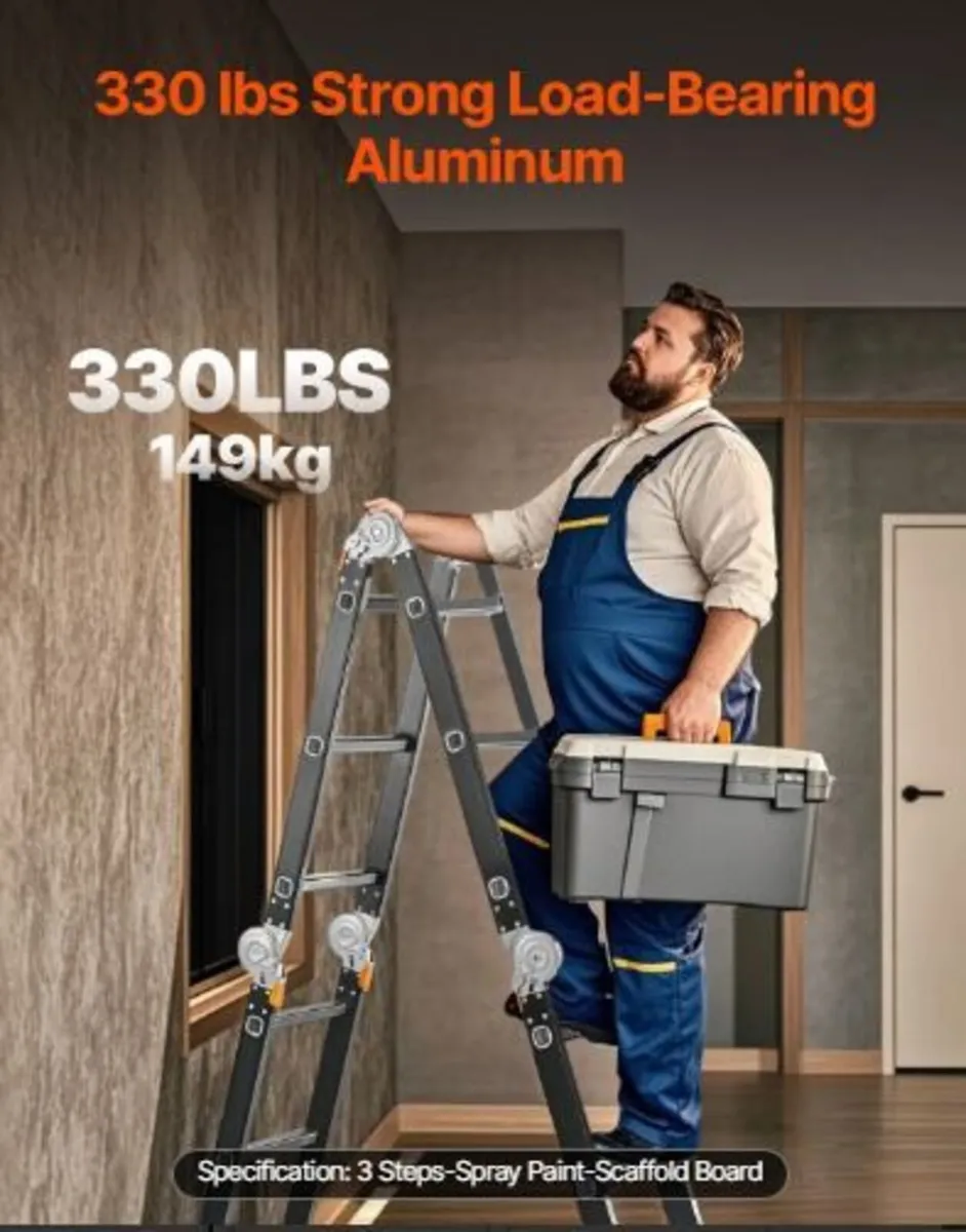 Multi-Purpose Folding Ladder, 7-in-1 Tall Extensio - Image 1